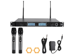 Microfone Sem Fio Uhf De Mão Com 2 Microfones Para Oratória Ou Karaokê