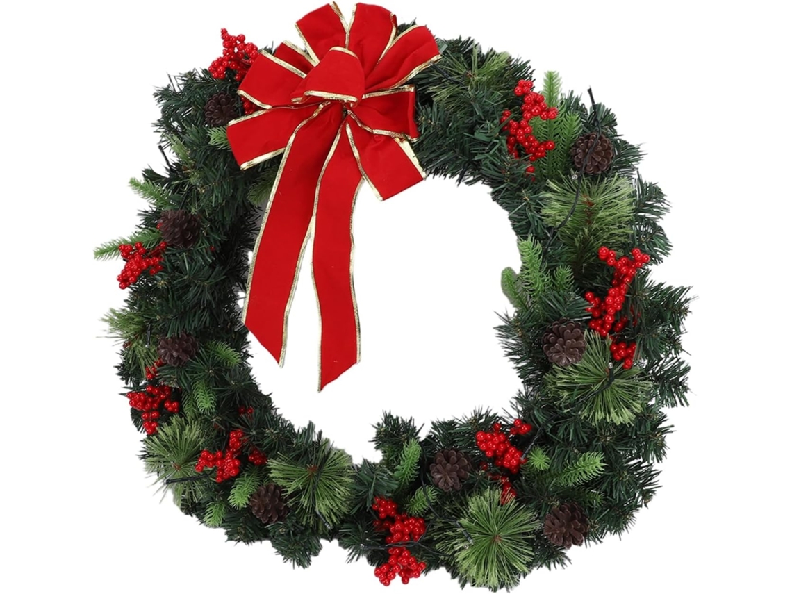 Guirlanda De Natal Artificial De 60 Cm Com Luzes Multimodo
