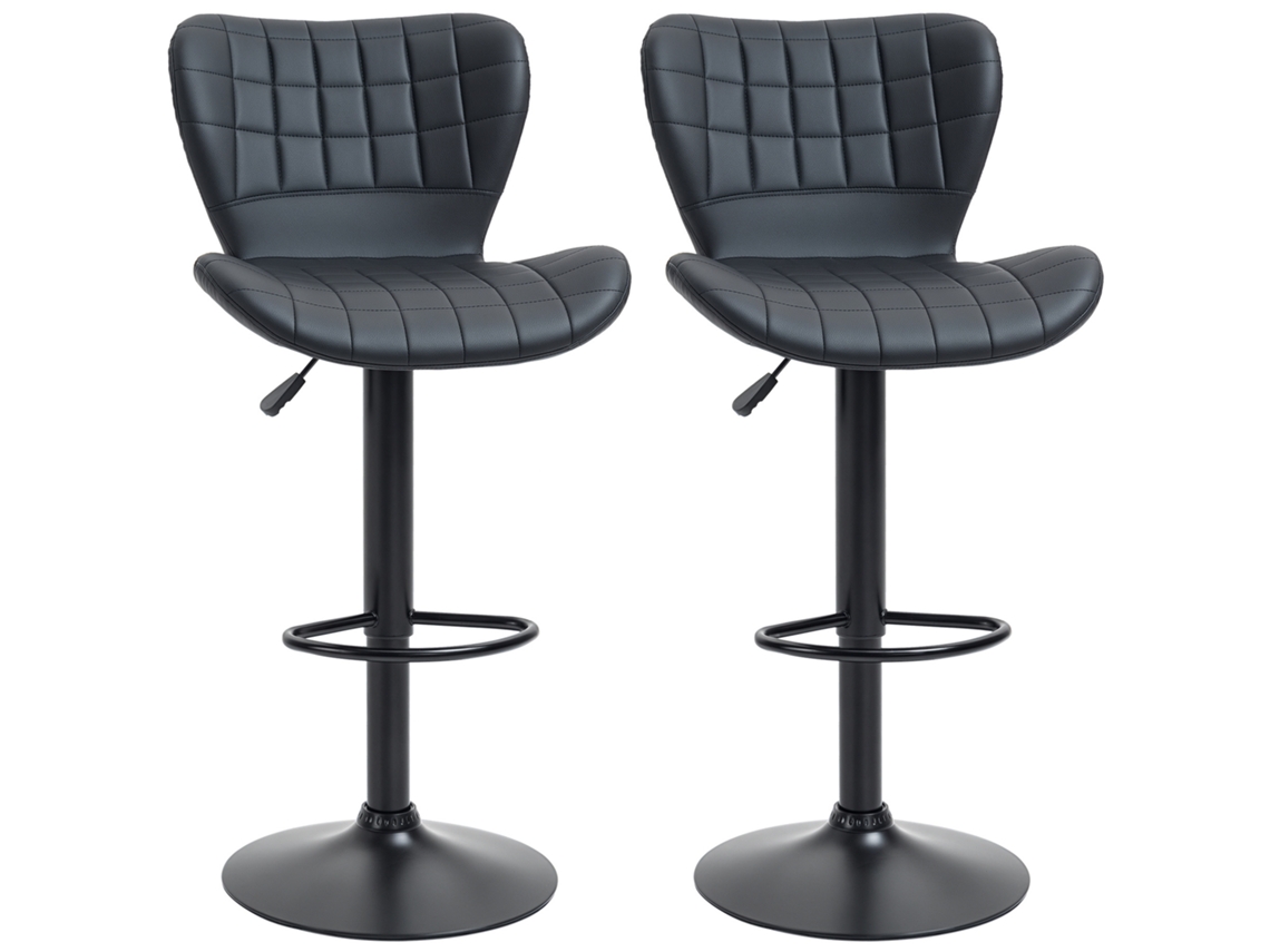 Conjunto De 2 Banquinhos Retro 47 Cm X 51,5 Cm X 89-109 Cm Preto Kd