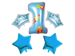 Laxiscreed Conjunto De 5 Balões Estrela Com Coroa Para Casamento E Festa, Azul