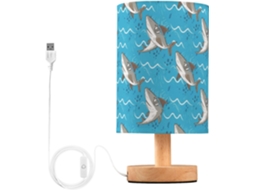 Abajur De Cabeceira Com Desenho Tubarão, Porta Usb, Sem Necessidade De Lâmpada, Luz Led Quente Para Quarto, Sala De