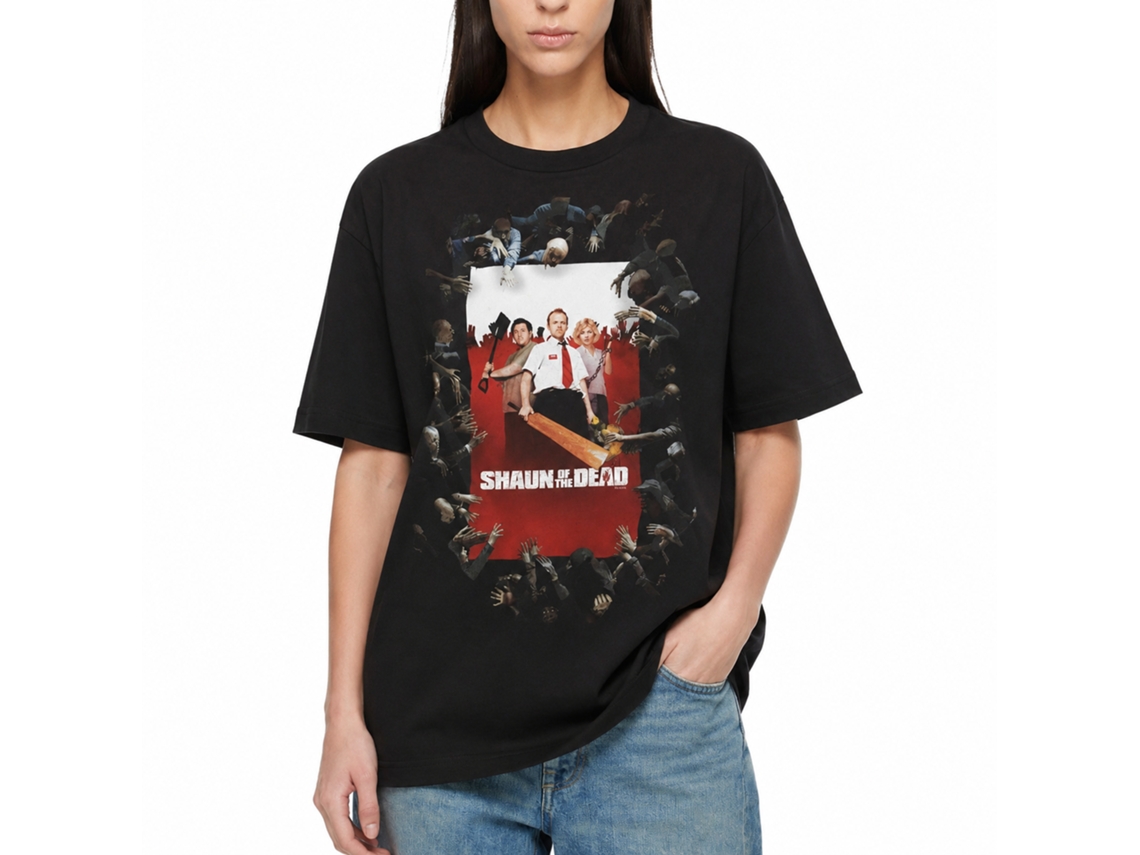 Rockinstone Shaun Of The Dead Movie Shaun Poster Black Adult T-shirt Size:l
