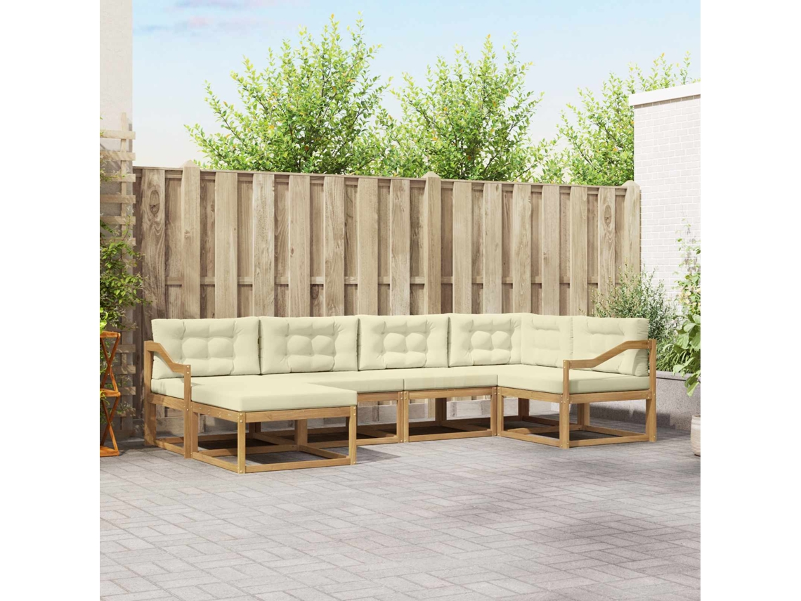 Vidaxl Conjunto De Sofás Para Exterior 5 Unid. Branco E Creme