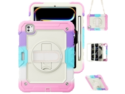 Capa Para Ipad Pro 11 2025/2024 11 Polegadas À Prova De Choque,com Suporte E Alça De Ombrorosa Arco-íris