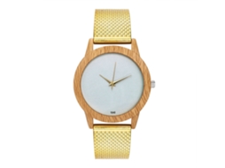Reloj De Cuarzo De Piel De Silicona Unisex Con Dial Redondo Moda Pulsera Oro