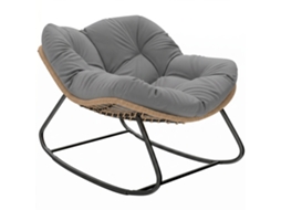 Cadeira De Balanço Papasan Para Uso Interno E Externo, Cadeira De Balanço Oval Acolchoada Para Jardim E Pátio, Cinza