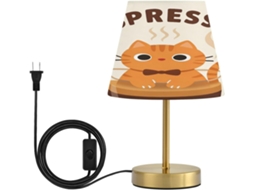 Abajur De Mesa Guoche Cheerful Orange And Espresso Cat, Com 3 Modos De Iluminação, Para Quarto, Área Externa, Com Cúpula