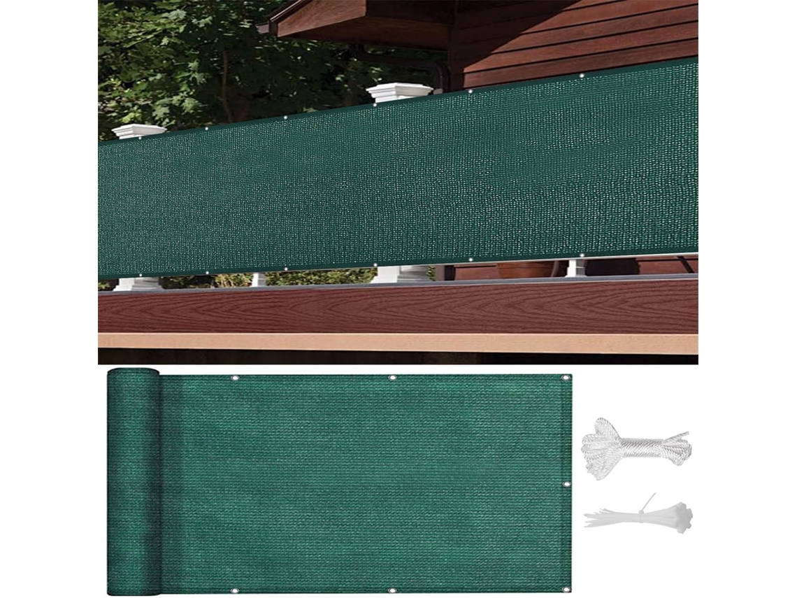 Tela De Privacidade, Guojun, 75 X 590 Cm, Hdpe, 220 G/m², Resistente Ao Vento, Respirável, Verde Escuro