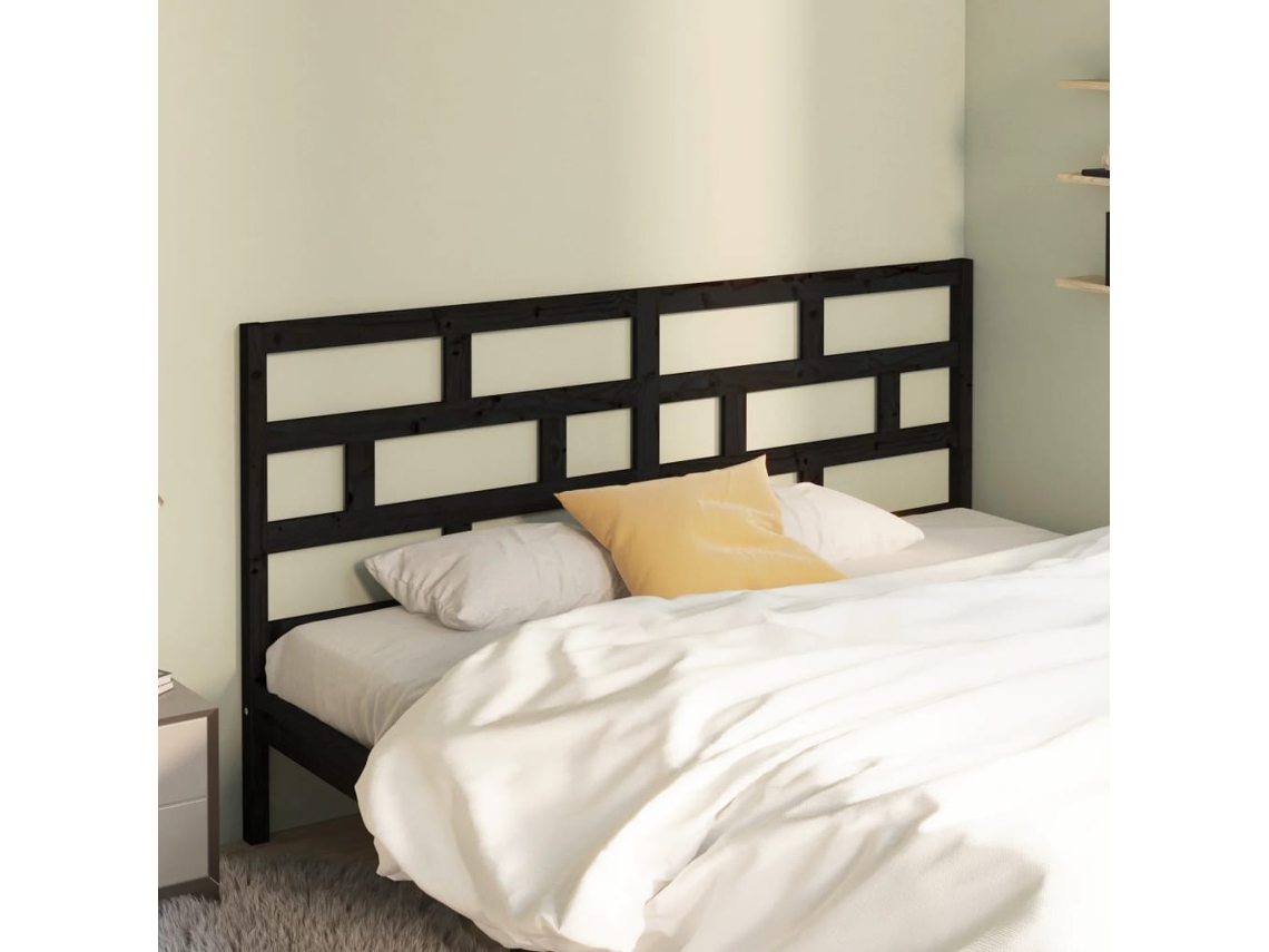 Vidaxl Cabeceira De Cama 186x4x100 Cm Pinho Maciço Preto