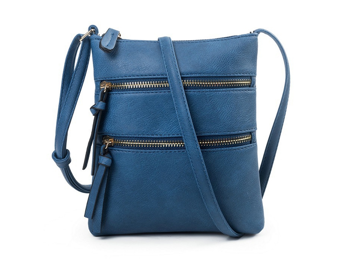 Bolsa De Viagem De Mulher Médias Pele Azul (8.26x7.8x1.96polegadas)