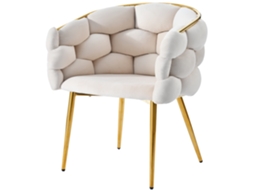 Poltrona Luxo Bege 1pc, Bolha, Pernas Douradas.-kd