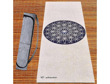 Tapete de yoga ACHAMANA de borracha natural e cânhamo 4,5mmx61cmx1,83m - Fleur de vie