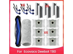 Conjunto De 20 Escovas Laterais Com Rolo, Filtro Hepa E Saco De Pó Para Aspirador De Pó Ecovacs Deebot T80._ozo