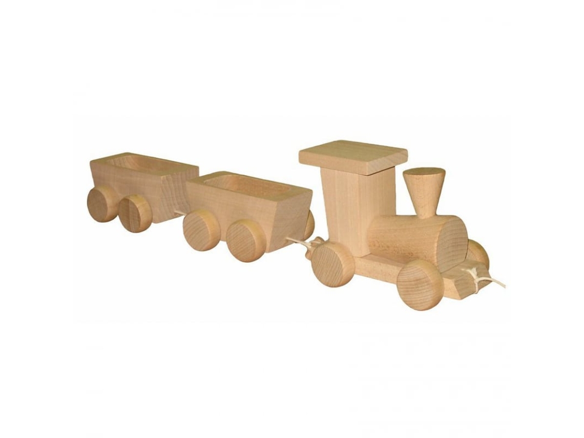 Trem De Madeira Miva Para Puxar Brinquedo Educativo Multicolorido