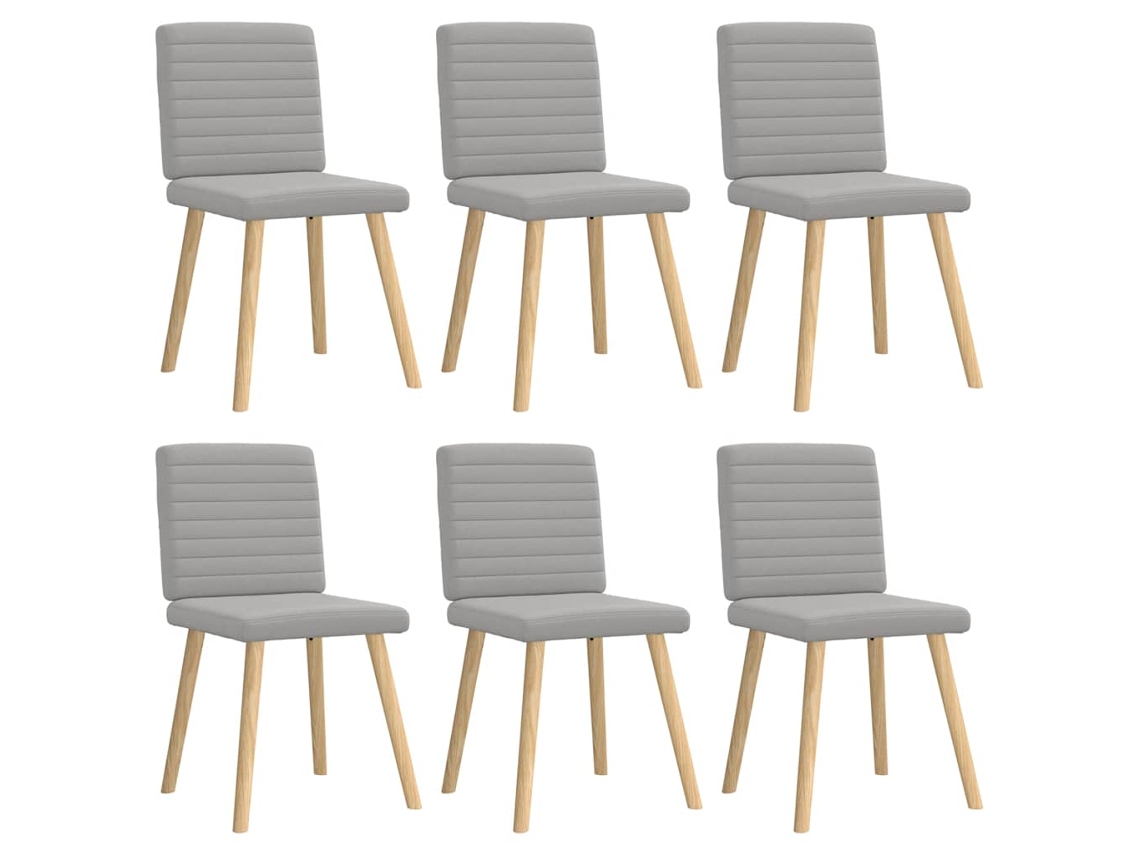 Vidaxl Cadeiras De Jantar 6 Pcs Tecido Cinza Nuvem