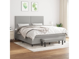 Vidaxl Cama Com Molas/colchão 180x200 Cm Tecido Cinzento-claro
