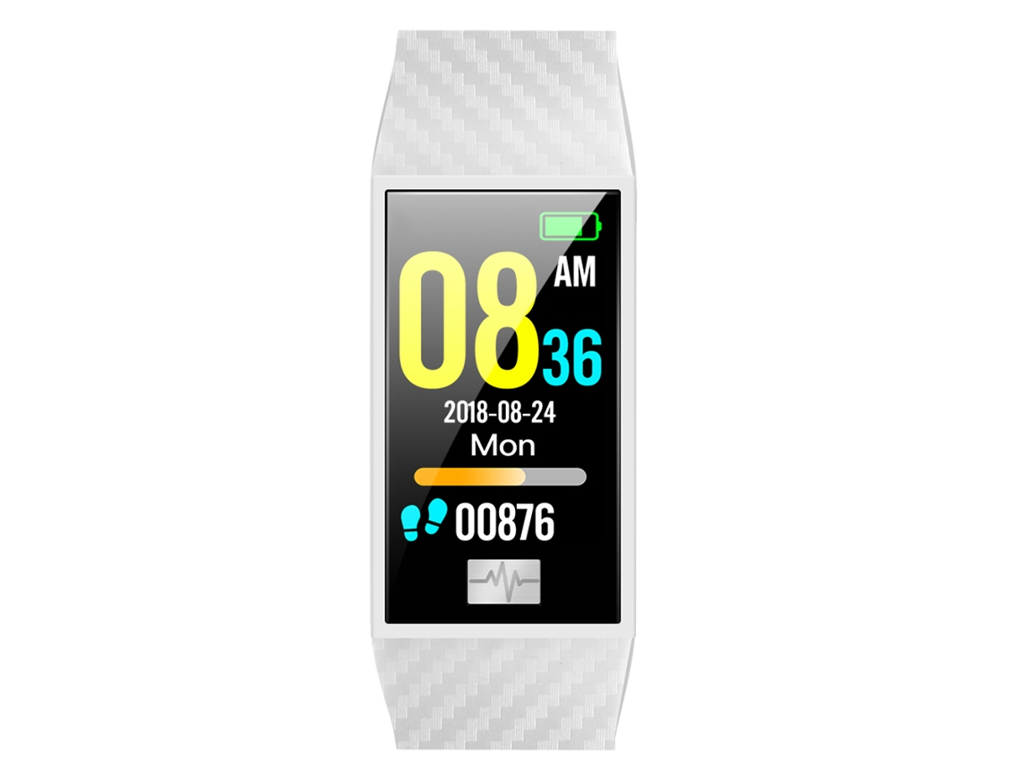 Relógio inteligente com pulseira branca, IP68 EOOCOO, com monitor cardíaco e pressão