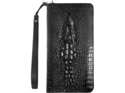 Carteira Masculina Longa Em Couro Pu Com Estampa De Réptil, Grande Capacidade, Multifuncional Para Cartões E