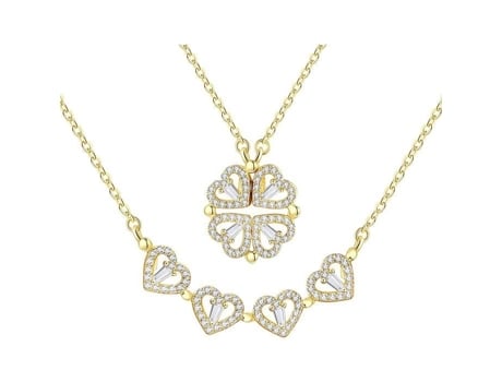 Colar Jagosen Pendente Trevo De Quatro Folhas Metal Dourado Design Removível Presente Para Mulher