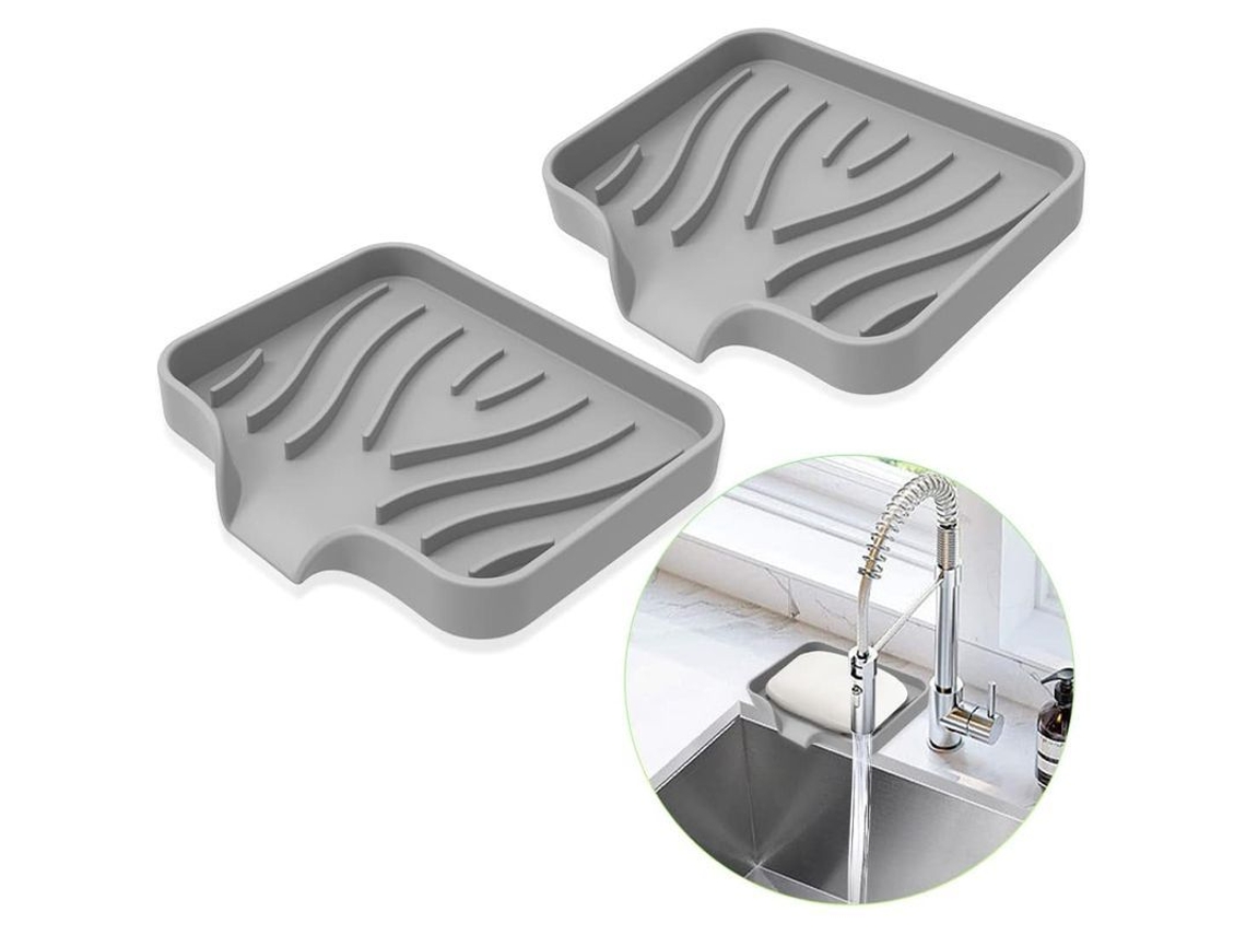 pratos de sabonete de silicone, com drenagem, antiderrapantes, para banheiro e cozinha | S/MARCA