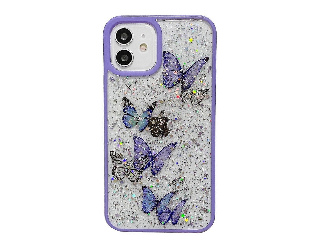 Capa Para Iphone 12 Pro Em Tpu Com Proteção Anti-queda E Glitter, Roxo