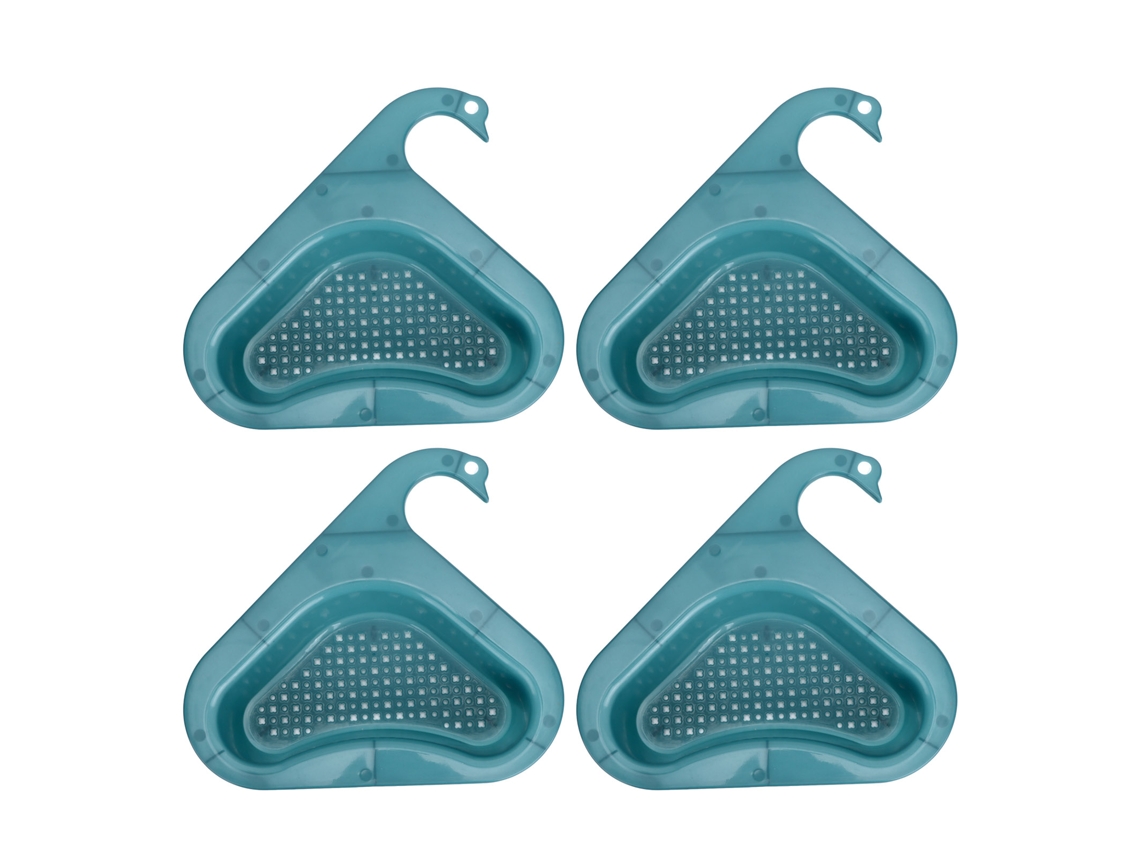 4pcs Cesta De Drenaje Triangular Multifuncional Para Fregadero, Colador Para Jabón Cepillo Esponja Fruta Azul Claro