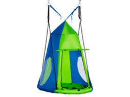 Cesto de Pássaros com Tenda Removível, Ø 100cm, 4 Anéis, Verde Azul S/MARCA