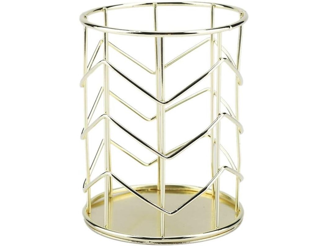 2026 portavasos de Metal Redondo para Lápices, Cepillos de Maquillaje, Organizador de Escritorio (oro)