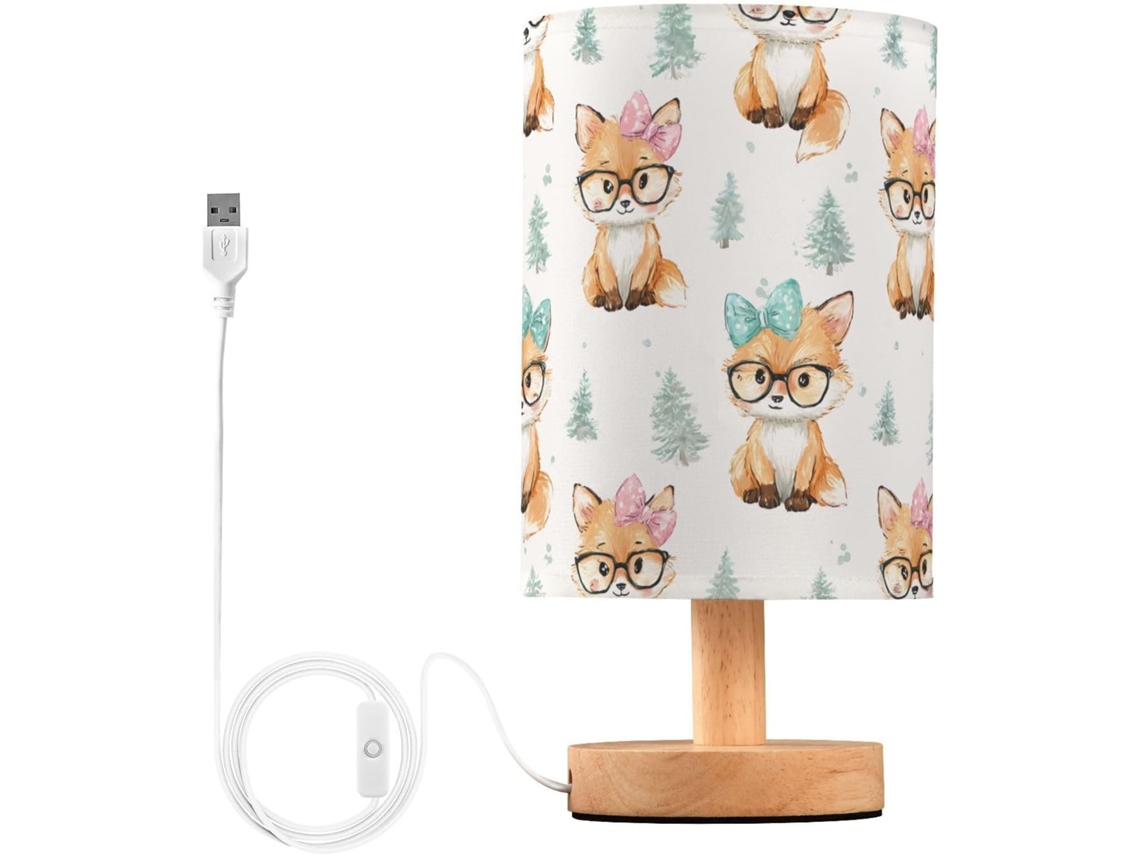 Abajur De Cabeceira Mnsruu Fox Para Quem Usa Óculos, Com Led, Para Mesa De Cabeceira, Com Cúpula De Tecido, Pequeno