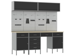 Conjunto 10 Armário De Oficina Vidaxl Preto Aço (200 X 55 X 200 Cm)