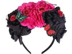 Tiara Plástica Floral Preto Para Mulheres E Meninas, Acessório De Cabelo.