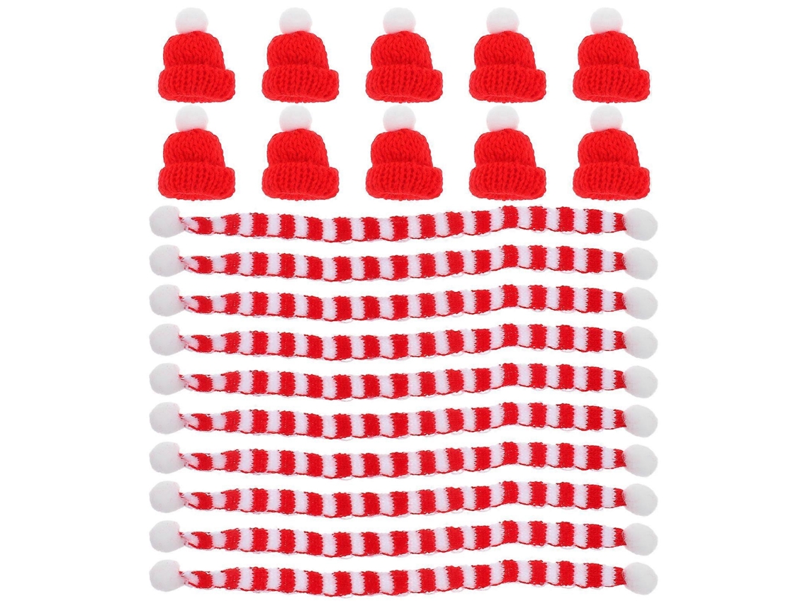 Acessórios De Roupa Para Boneca: Mini Cachecóis E Chapéus De Natal, Pacote Com 20 Peças