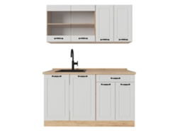Cozinha R-line, 140 cm, PT Carvalho, Branco Campagnard/Carvalho Dourado, Vicco
