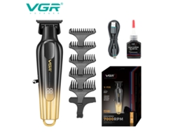 (dourado) Máquina De Cortar Cabelo Elétrica Em Metal Com Visor Lcd, Carregamento Elétrico, Gravação Em Gradiente De Cores