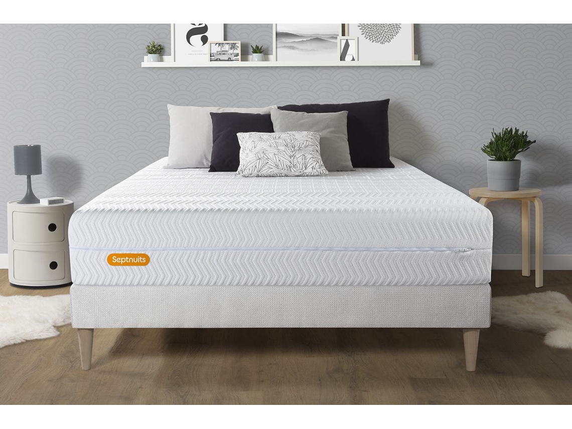 Colchão Base Memo Bio SEPTNUITS Espuma com memória Branco (140x190cm)