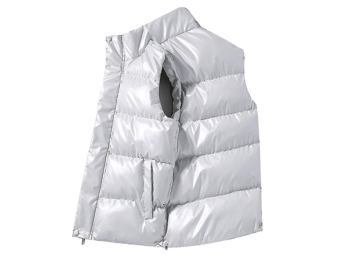 Jaqueta De Inverno Leve Com Colarinho Alto, 100% Poliéster E Bolsos Práticos - Veja Tabela De Tamanhos Branco