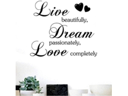 Adesivos de parede para sala de estar com estampa de letras curtas, estilo fashion, em vinil, para decoração de quarto, 57x35cm