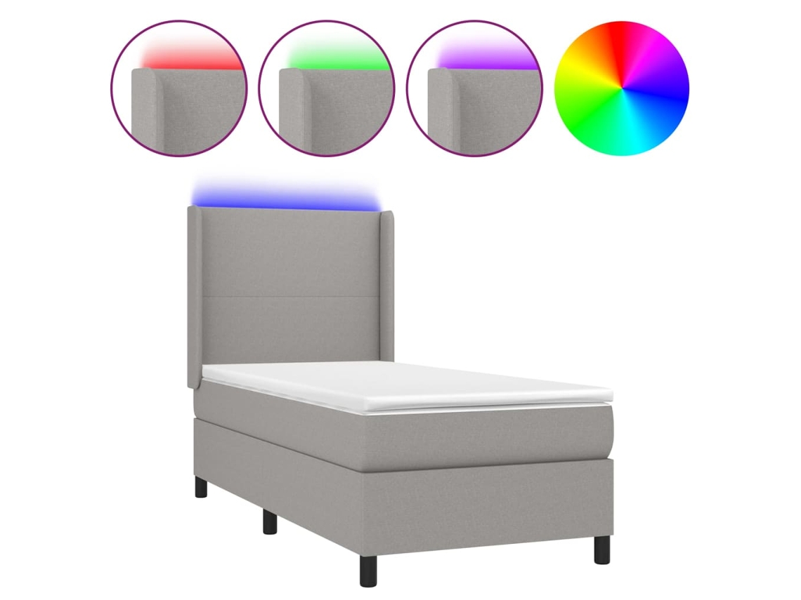 Box Spring Bed, Box Spring Beds Vidaxl Cinzeto Tecido (90 X 200 Cm)