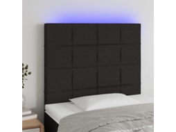 Vidaxl Cabeceira Cama C/ Led Tecido 80x5x118/128 Cm Preto