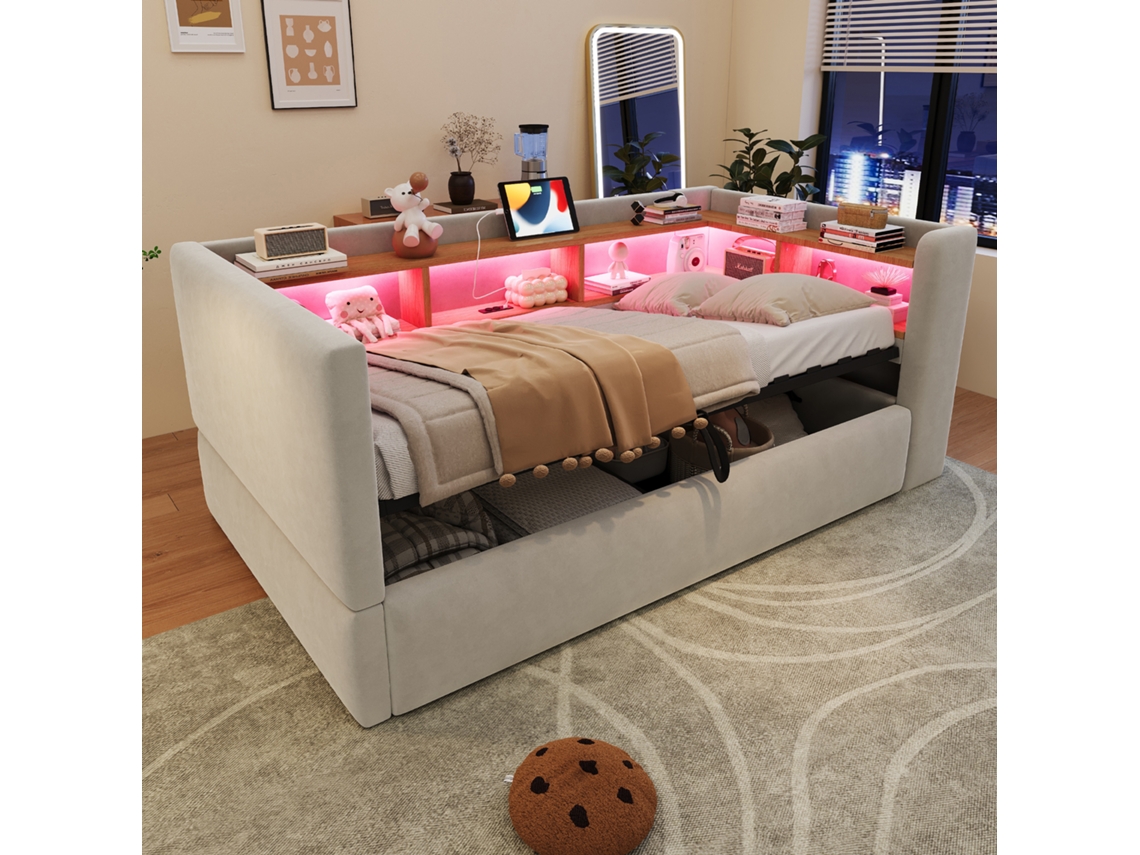 Cama Estofada Flanela Cinza Claro 90x190 Cm