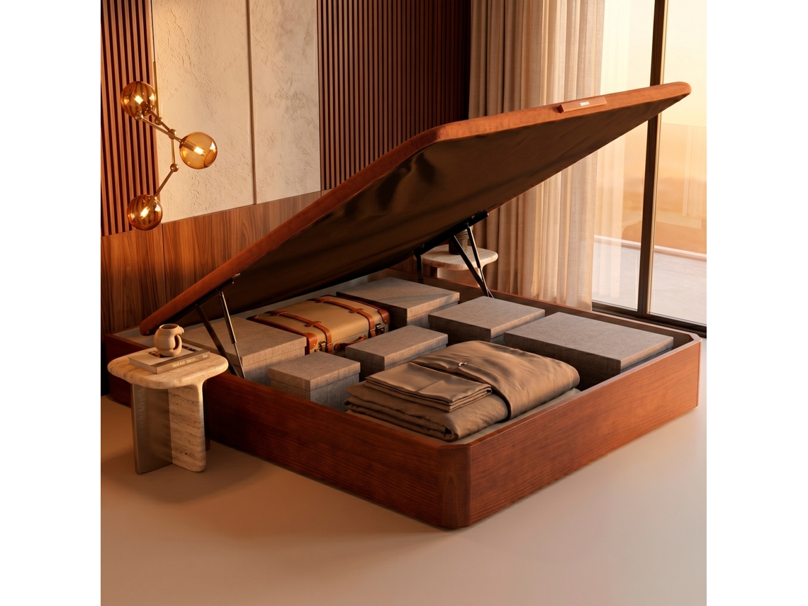 Sommier com Arrumação PIKOLIN Airbox - 140x200cm (32 Cm de Altura - Cerejeira)