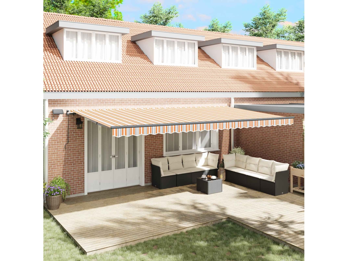 Vidaxl Toldo Retrátil Multicolor 600 × 300 Cm Tecido E Alumínio