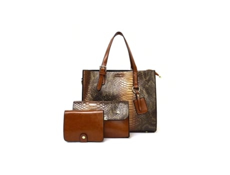 Mala De Mão De Mulher Igvtrade Motivo Crocodilo Tricompartmental Pele Sintética Castanho