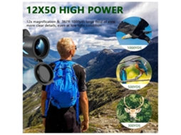 Monóculos 12x50 para Adultos Bak 4 Monóculos Hd À Prova Dágua de Alta Potência Escopo Compacto com Tripé e Adaptador de Telefone Preto USHION