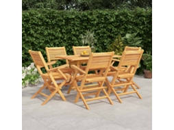 Vidaxl Conjunto De Jantar Para Jardim 7 Pcs Madeira De Teca Maciça