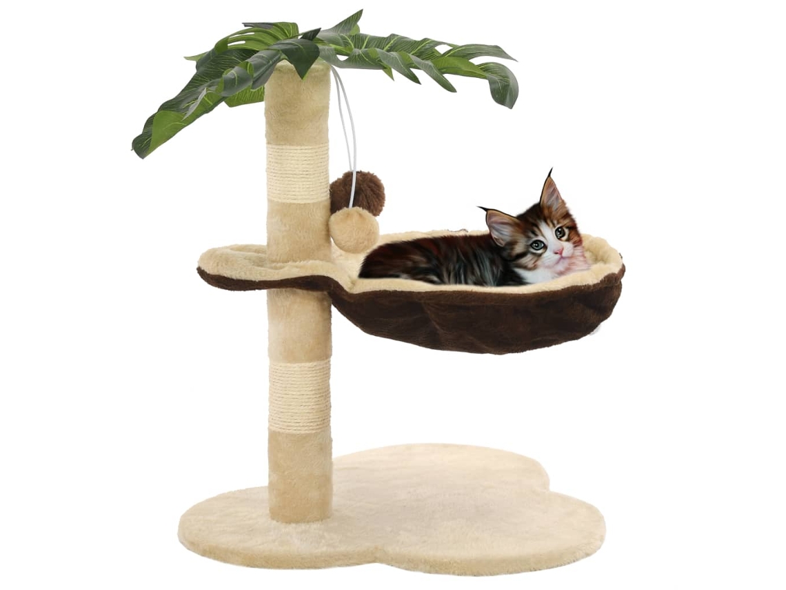 Vidaxl Árvore P/ Gatos C/postes Arranhadores Sisal 50 Cm Bege/castanho