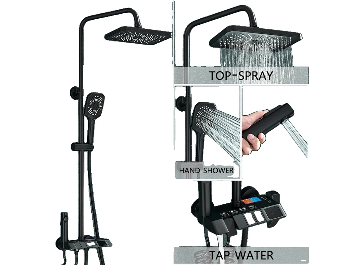 Conjunto De Torneira Para Chuveiro, Jato Superior, Chuveiro Manual, Bidê, Exibição Preta Oem