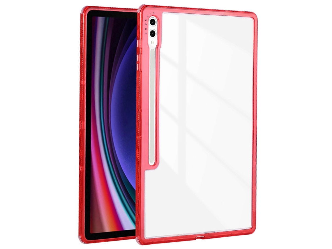Capa de TPU ultra transparente 3 em 1 Hengrongshen à prova de choque para tablet Samsung Galaxy Tab S9, vermelha