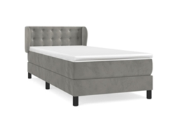 Cama com Molas/colchão 80x200 Cm Veludo Cinza claro MAISON EXCLUSIVE