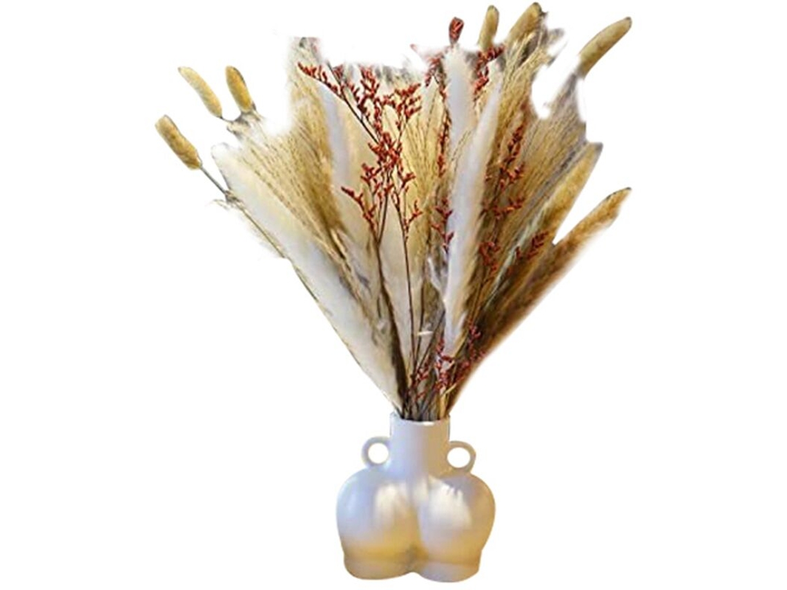 Capim dos pampas Artificial Seco, Galhos de Grama Artificial, Galhos de Grama Fofa para Arranjos Florais, Capim coração. AQUAFORGE